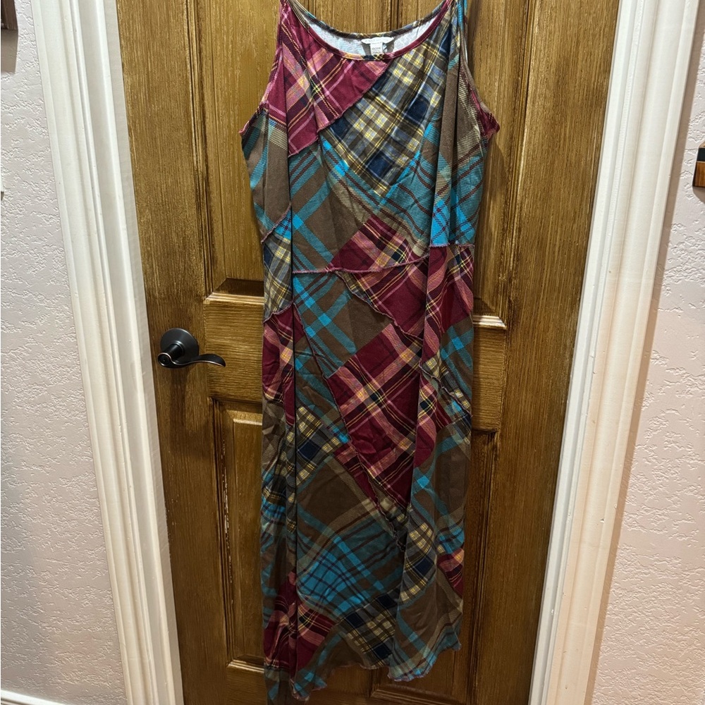 Cato Patchwork Plaid thin Strap Maxi Sundress